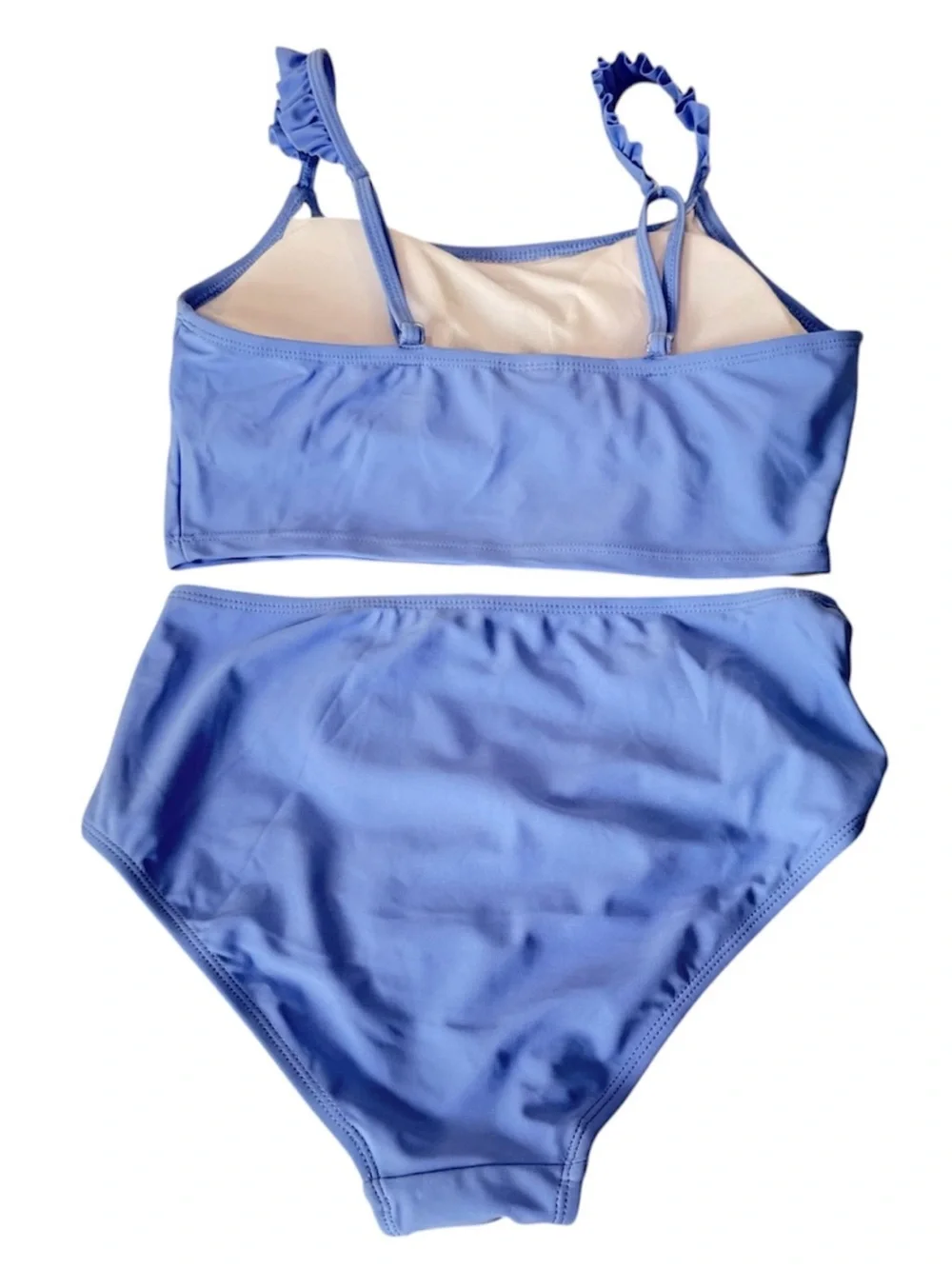 Ruffle Butts girls Light Blue Ruffle-Strap Two-Piece Swim Set size 16